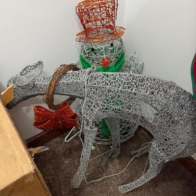 Deer And Snowman Yard Light Up