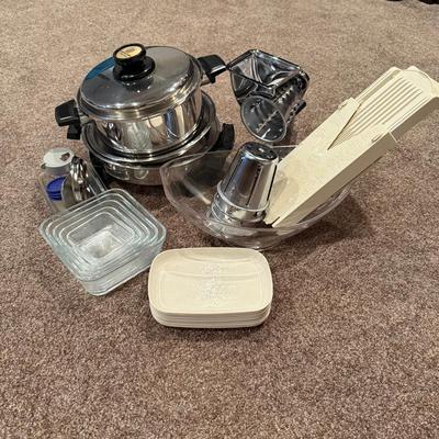 Pots, Pyrex Bowls, Electric Skillet And King Kutter