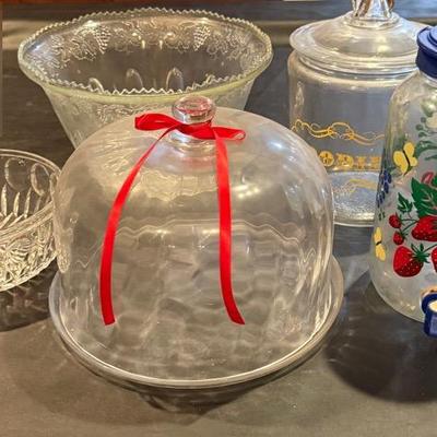 Cake Stand, Punch Bowl With Cups And Misc Items