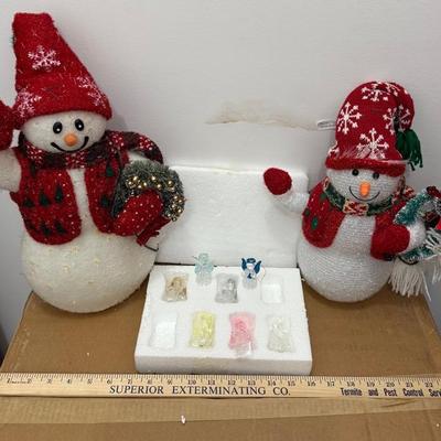 Light Up Snowmen And Glass Angel Ornaments