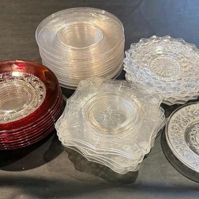 Orchid Pattern Glass Salad Plates