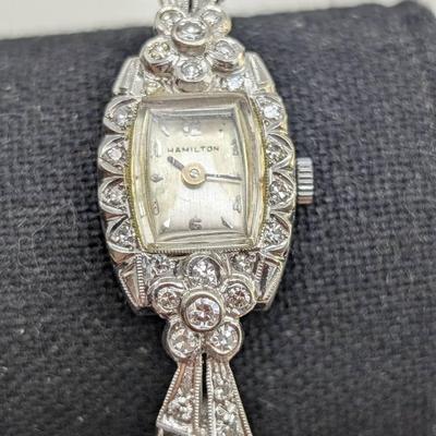 14K White Gold Hamilton Ladies Watch w/ 10K Band