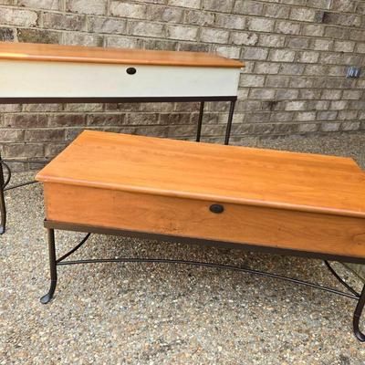 2 Console Chest Tables Wood & Metal