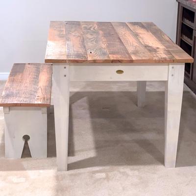 Reclaimed Wood Table And Bench