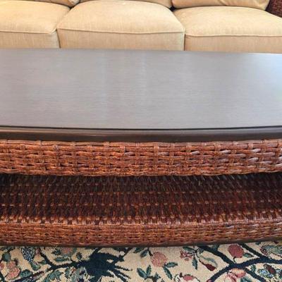 Rattan & Wood Coffee Table 