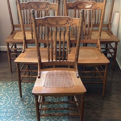 Oak Chairs With Cane Seating