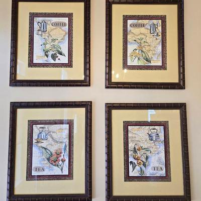 4 Piece Old World Tea Maps Wall Art 