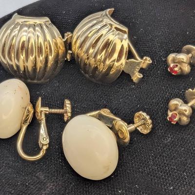 3 Pairs Of 14K Gold Earrings 