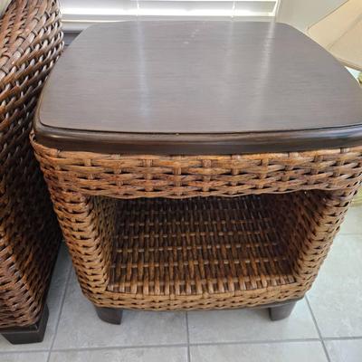 Rattan & Wood End Table