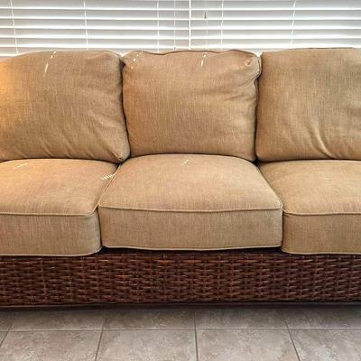 Braxton Culler Rattan & Cushions Sofa Couch