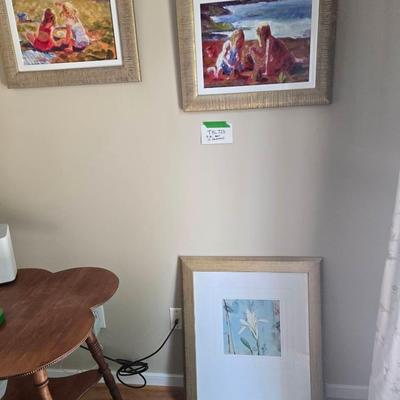 2 Original Art Paintings 1 Botanical Print 