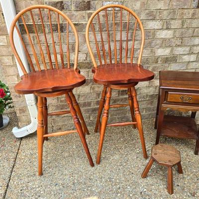 Vintage Tom Seely Furniture Bar Stools, Side Table, Stool