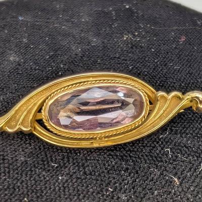 14K Gold & Amethyst Brooch