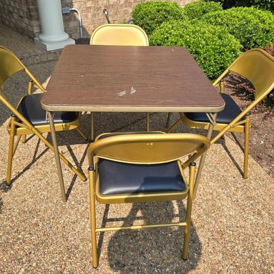 MCM 4 Folding Chairs & Card Table