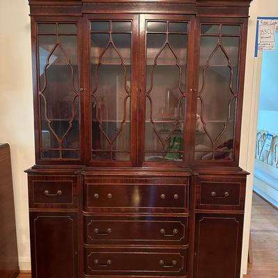 Vintage Wood & China Display Cabinet