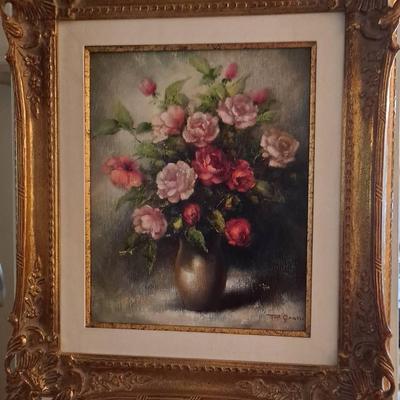 Signed Floral Oil Painting By P Grassi