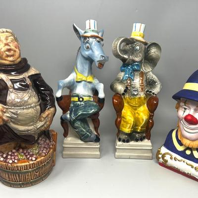 Funky Decanters- Donkey, Elephant, Clown, Wine Maker