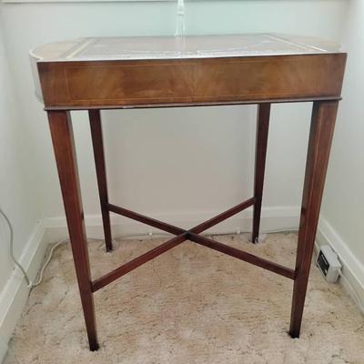 Vintage Occasional Table With Glass Topper 