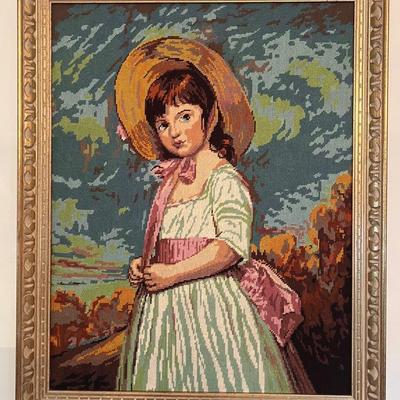 Vintage Needlepoint  If Girl 