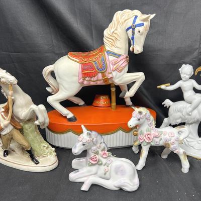 Horses: Decanter, Porcelain With Cherub, With Man, Some Flowered