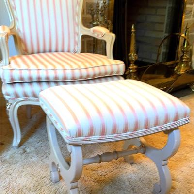 Striped Chair With Ottoman 