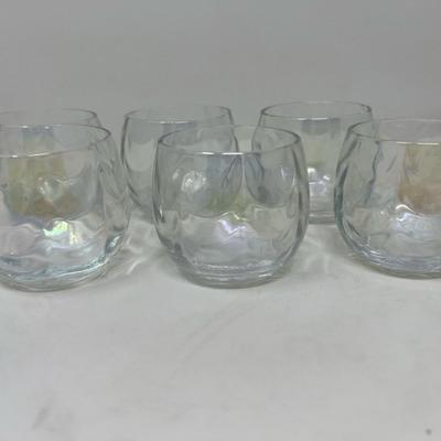 West Virginia Glass Company Vintage Iridescent Roly Poly Punch Glasses, set of 6