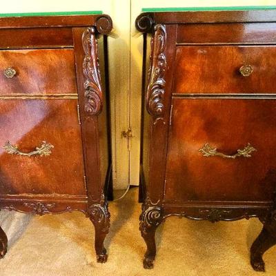 Pair of French Antique Mahogany Nightstands