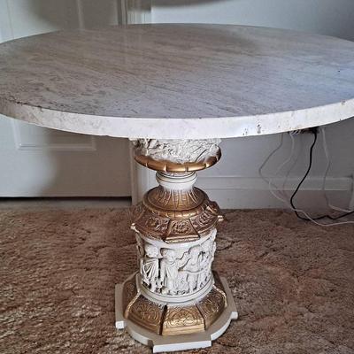 Fanciful Marble-Top Pedestal Table