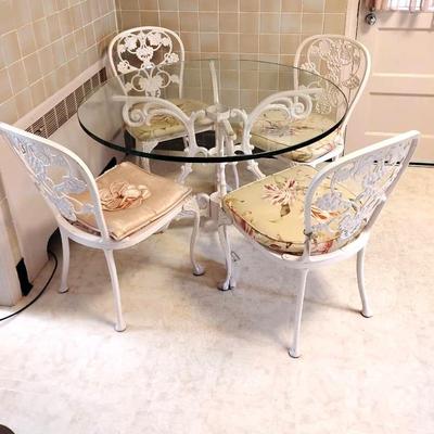 Vintage Glass Top Table & Chairs 