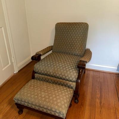 Cushioned Wooden Armchair & Matching Ottoman 