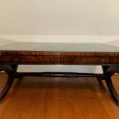Vintage Wooden Table with Golden Accents