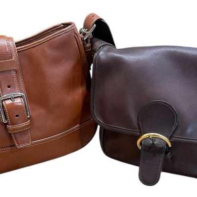 Two Vintage Coach Leather Handbags