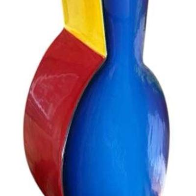 Fred Stodder Creation, Tall Vessel - Blue, Red, and Yellow 