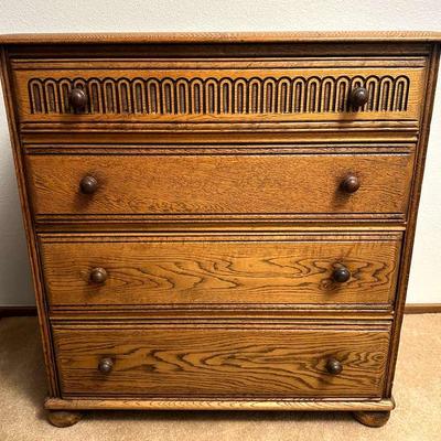 Vintage Oak Four-Drawer Cabinet