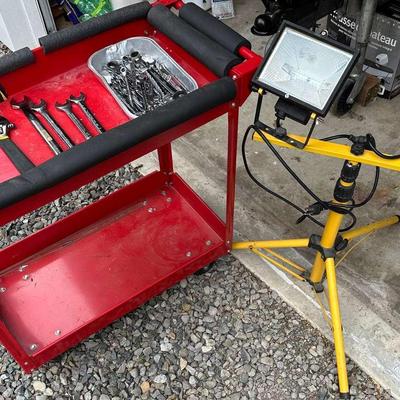 Tool Caddy, Chicago Twin Lamp Floodlight, and a Variety of USA Wrenches