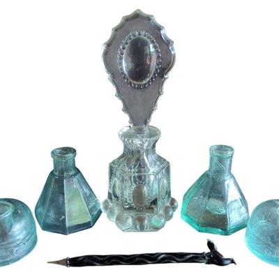 Vintage Ink Wells and Glass Pens