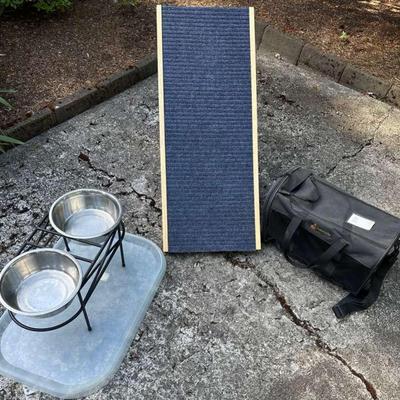 Ramp for a Large Dog, Dishes, Small Animal/Pet Carrier, and More. 