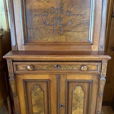 Victorian Eastlake Design American Drop-Front Walnut Desk