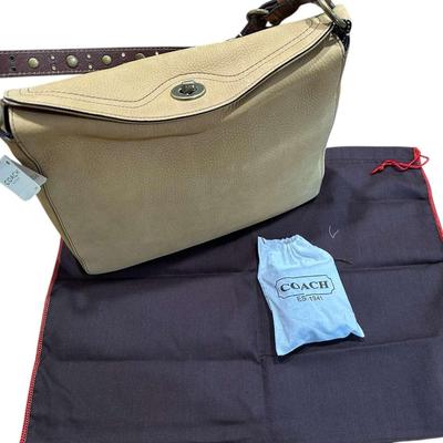 Vintage Coach Beige Suede Handbag