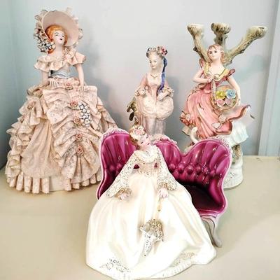 Vintage Porcelain Fancy Lady Figurines 
