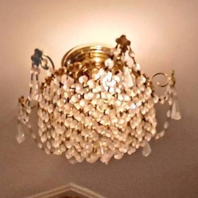 Four-Light Crystal and Polished Brass Chandelier #2