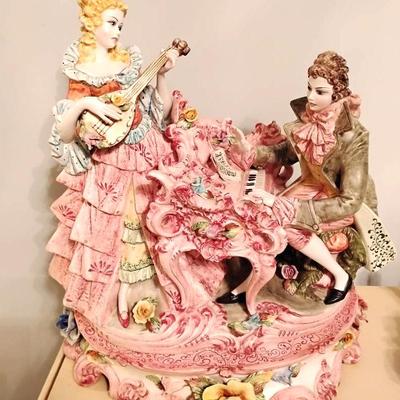 Vintage Italian Capodimonte Musical Couple Sculpture 