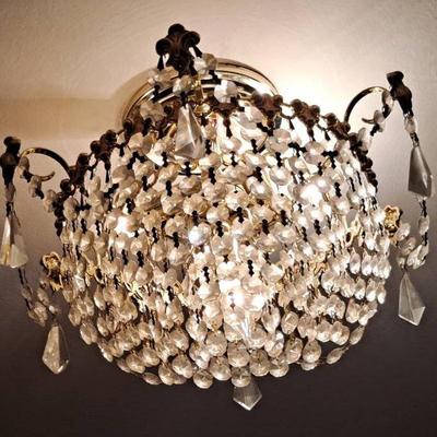 Four-light Crystal and Polished Brass Chandelier #3
