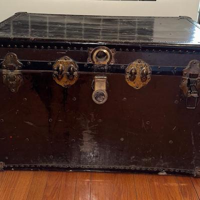 Vintage Steamer Trunk with Floral Interior