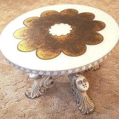 Hollywood Regency Cherub Figural Carved Coffee Table