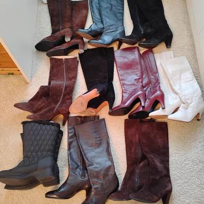 Leather & Suede Knee High Boots 
