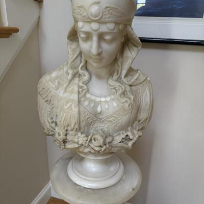 Signed Antonio FRILLI alabaster bustp