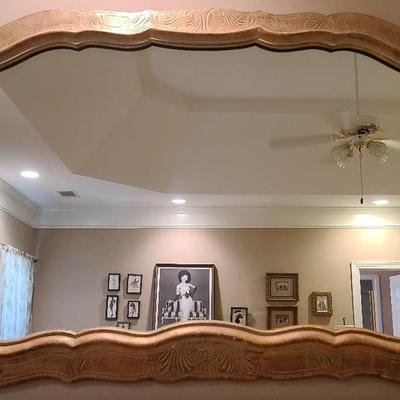 Large Wooden Frame Wall Mirror 