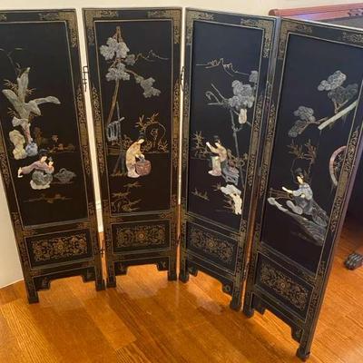 Bejing Gold Inlaid Black Lacquer Screen  By Jinlong
