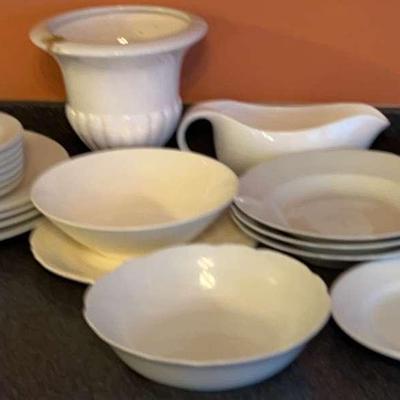Eclectic Set Of White Dishes Featuring Corelle 